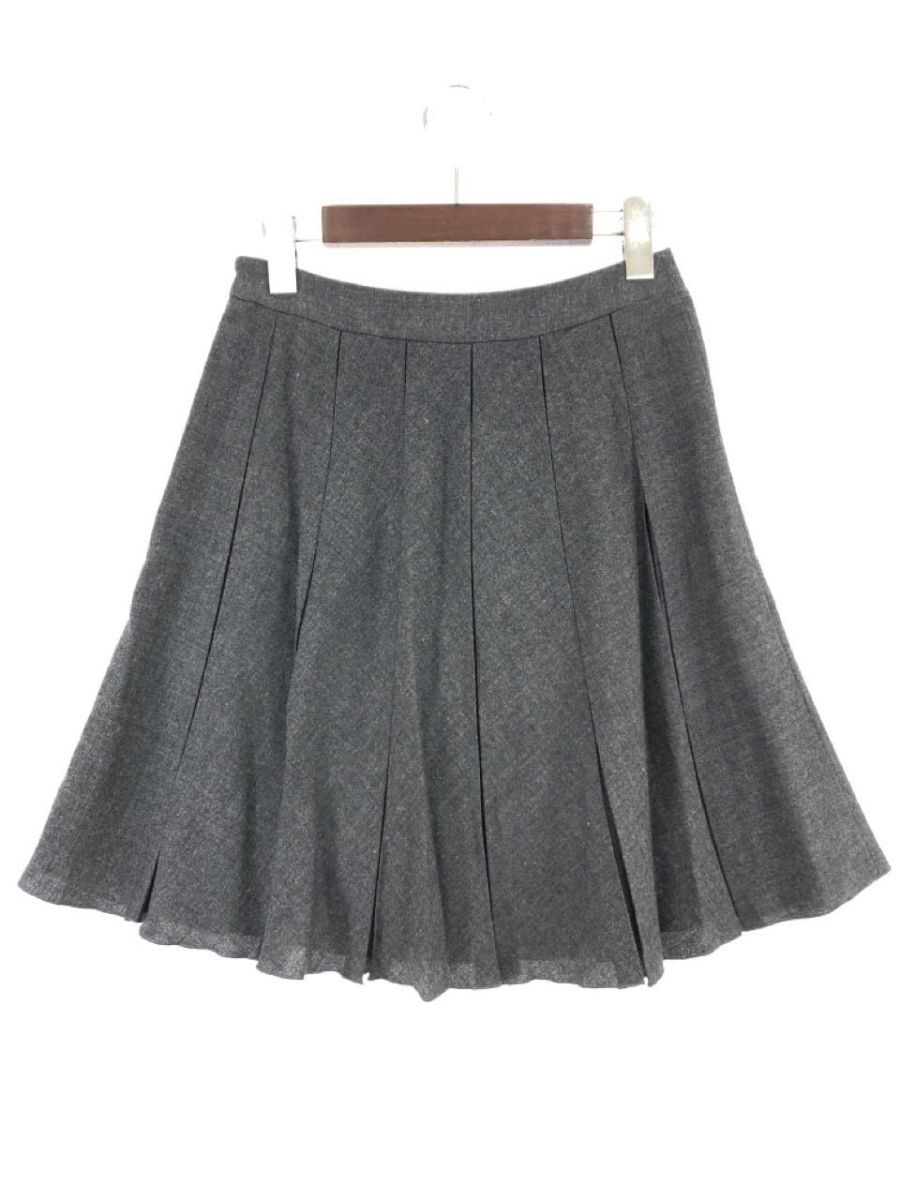 INDIVI Indivi wool 100% pleated skirt size36/ gray *# * dla4 lady's 