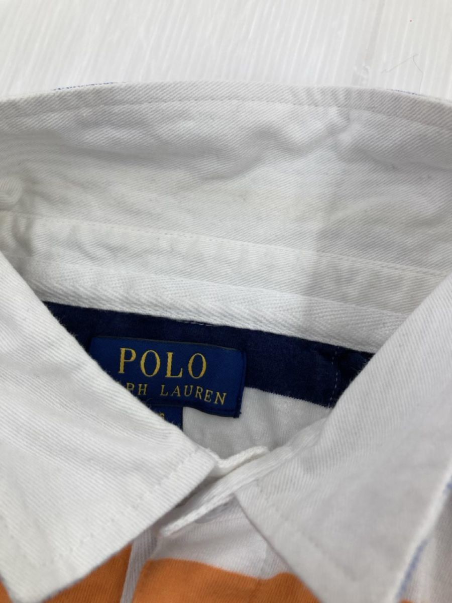 POLO RALPH LAUREN ポロ ラルフローレン ボーダー ラガー シャツ sizeL/オレンジ×ネイビー ■■ ☆ dlb8 レディース_画像3