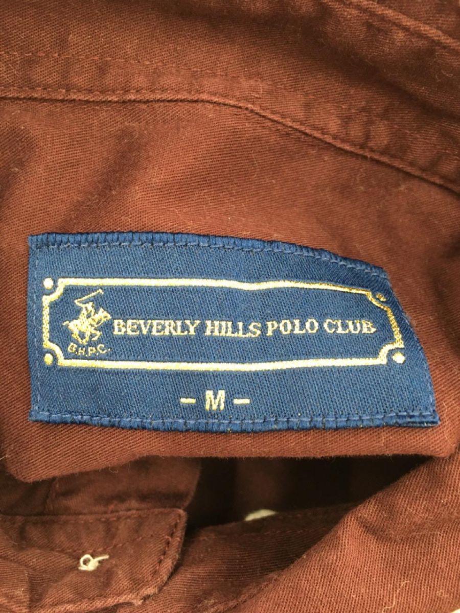BEVERLY HILLS POLO CLUB ビバリーヒルズポロクラブ ワンポイント刺繍 シャツ sizeM/ボルドー ■■ ☆ dlb8 メンズ_画像5