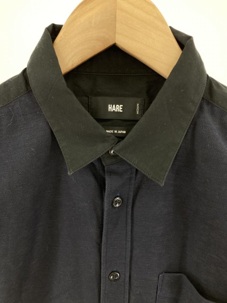 HARE Hare switch shirt sizeM/ black × navy ## * dlc5 men's 