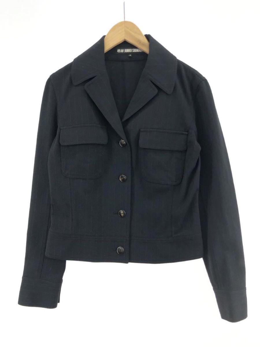 49AV JUNKO SHIMADA 49 avenue Junko Shimada stripe tailored jacket size9/ dark blue *# * dlc5 lady's 