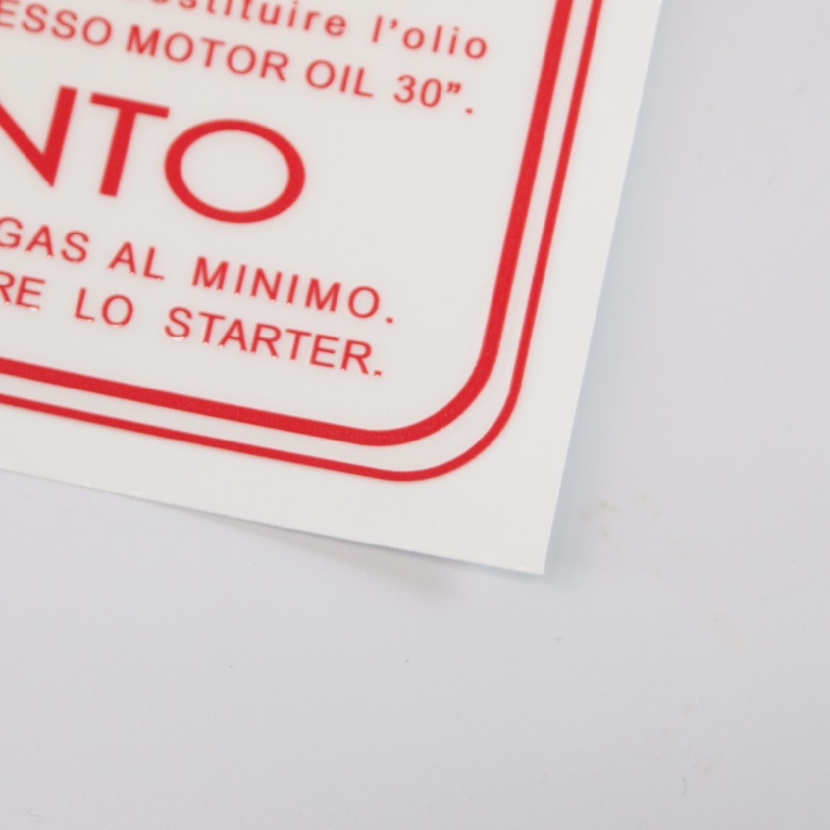 Running in sticker for Vespa Italian 4-speed mix ratio 2% - red ベスパ ランニングイン ステッカー VBB VNA Rally GTR Sprint_画像3