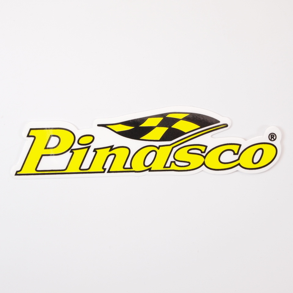 Sticker PINASCO logo yellow l=105mm w=25mm ピナスコ ロゴ ステッカー デカール シール VESPA ベスパ Lambretta ランブレッタ ピアジオ_画像1