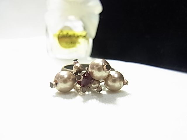 Винтаж розовое золото перламутровый бижутерия бусина камень качающийся дизайн прозрачный и красный также сияет кольцо размера 12