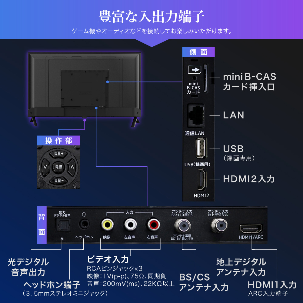 テレビ 40型 液晶テレビ フルハイビジョン 40V 40インチ 裏録画 外付けHDD録画機能 ダブルチューナー MAXZEN J40CHS06 マクスゼン P10d25_画像2