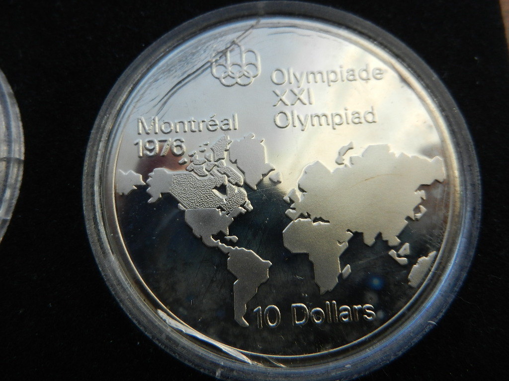 カナダ モントリオールオリンピック プルーフ銀貨セット (５＄: 北アメリカ地図、Kingston & 10＄: 世界地図、Montreal) 1976年 コイン　_画像7