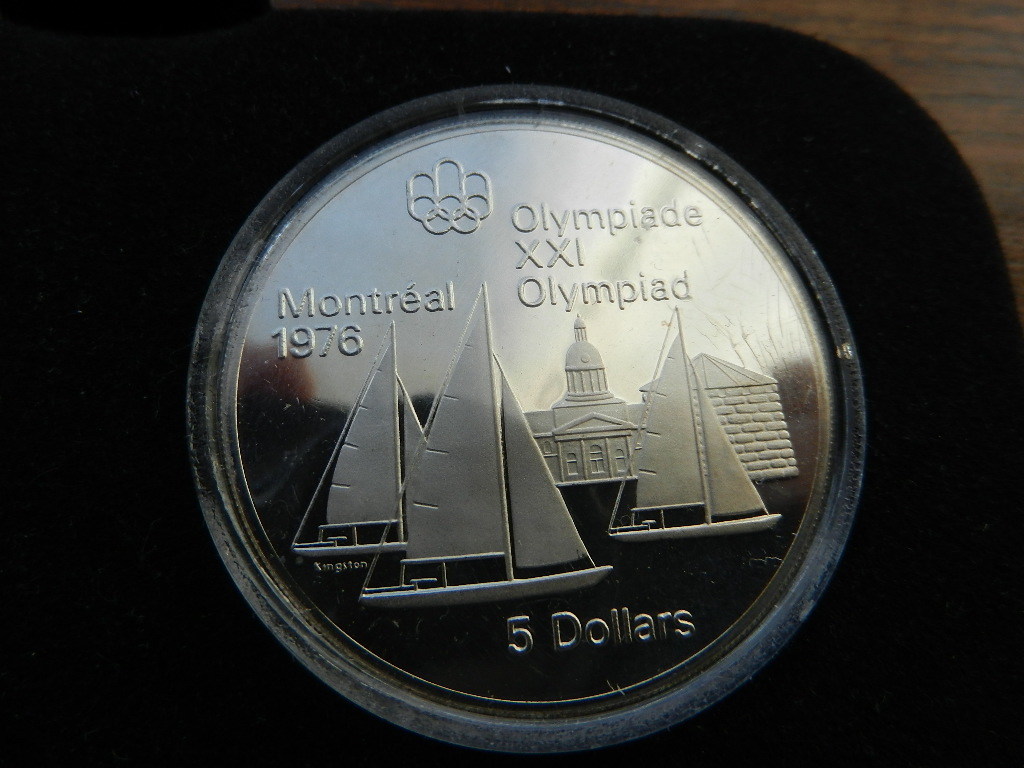 カナダ モントリオールオリンピック プルーフ銀貨セット (５＄: 北アメリカ地図、Kingston & 10＄: 世界地図、Montreal) 1976年 コイン　_画像6