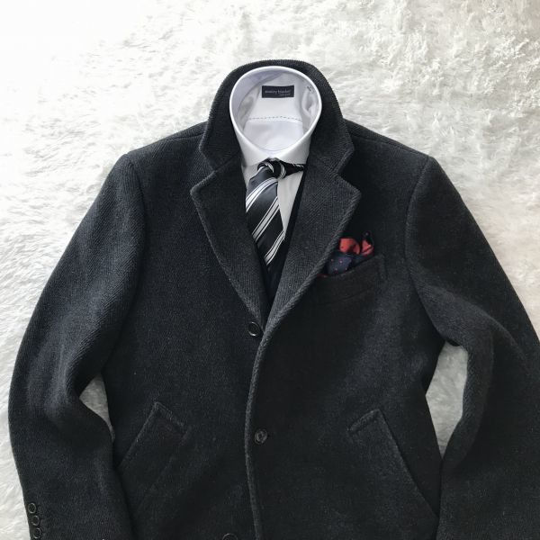     原文:67★M～L位 ポールスミス ロンドン ヘリンボーン ウール チェスターコート グレー Paul Smith London