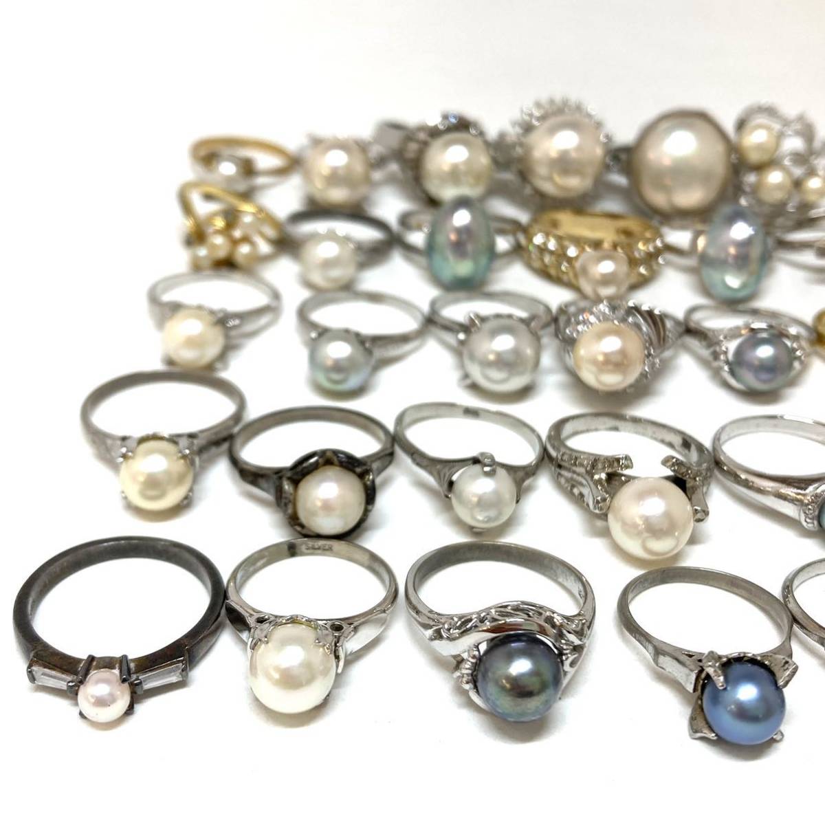 ［パールリングおまとめ］d 約145.0g パール pearl Pearl 貝パール アコヤ 淡水 マベパール accessory リング ring 指輪 silver 925 CE0_画像4