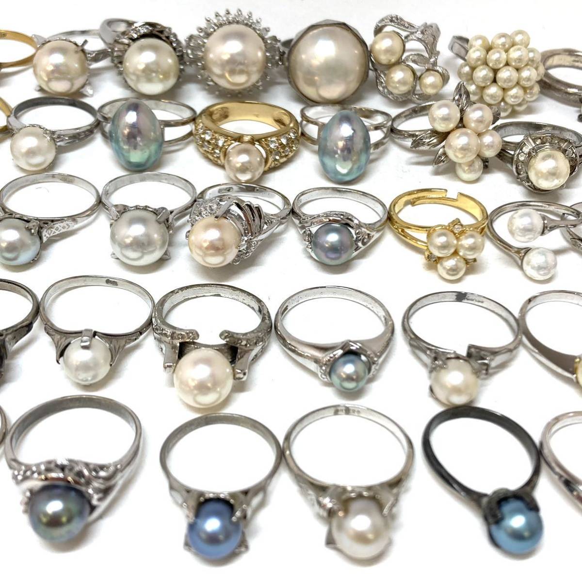 ［パールリングおまとめ］d 約145.0g パール pearl Pearl 貝パール アコヤ 淡水 マベパール accessory リング ring 指輪 silver 925 CE0_画像1