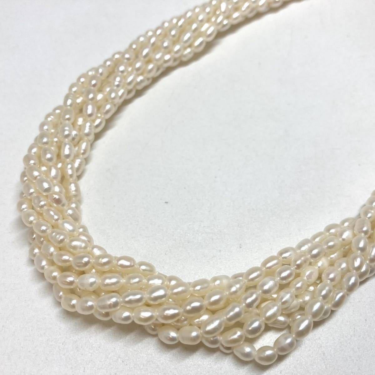 ［淡水パールネックレス5点おまとめ］d 重量約235.0g 真珠 ケシ オーバル ポテト バロック pendant necklace jewelry silver DA0_画像2