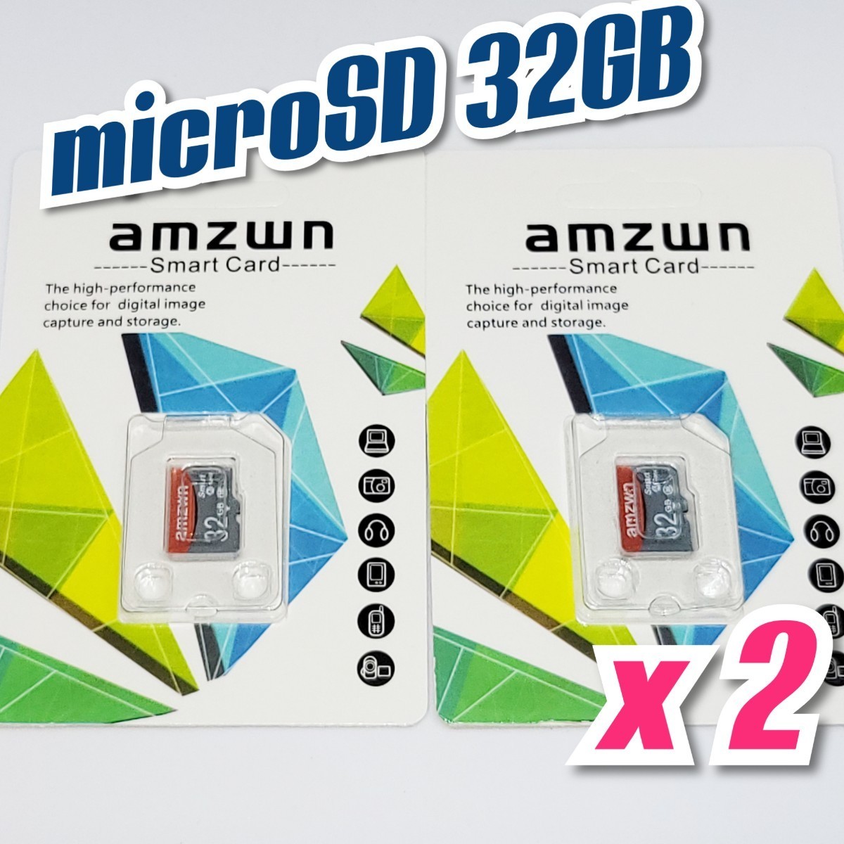 【送料無料】2枚セット マイクロSDカード 32GB 2枚 class10 2個 高速 microSD microSDHC マイクロSD AMZWN RED-GRAY _画像2