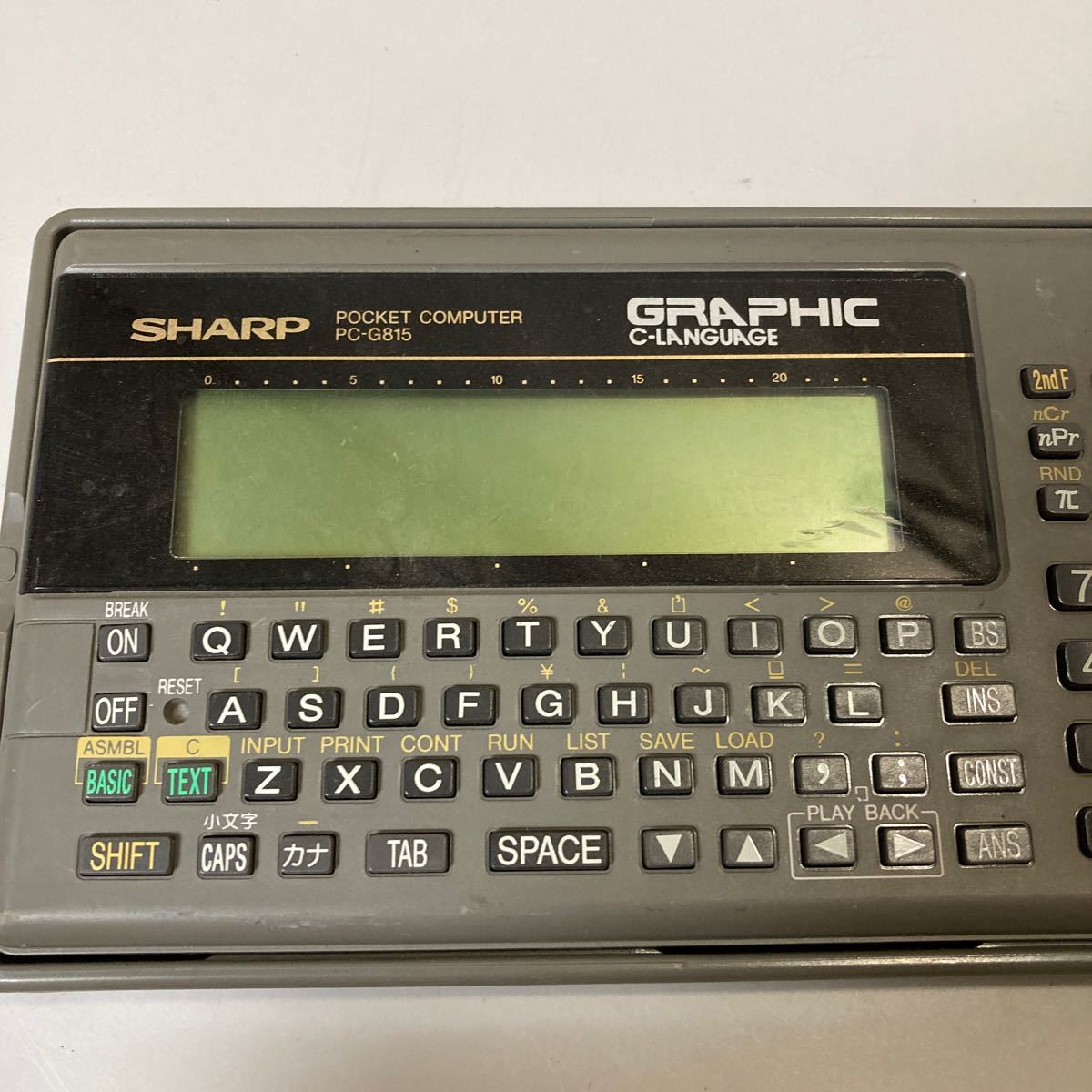 ジャンク　SHARPシャープ　POCKET COMPUTER PC-G815 GRAPHIC C-LANGUAGE ポケコン_画像2