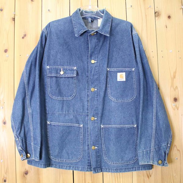 [PT12661] カーハート デニムジャケット カバーオール ブルー系 44 Carhartt_画像1