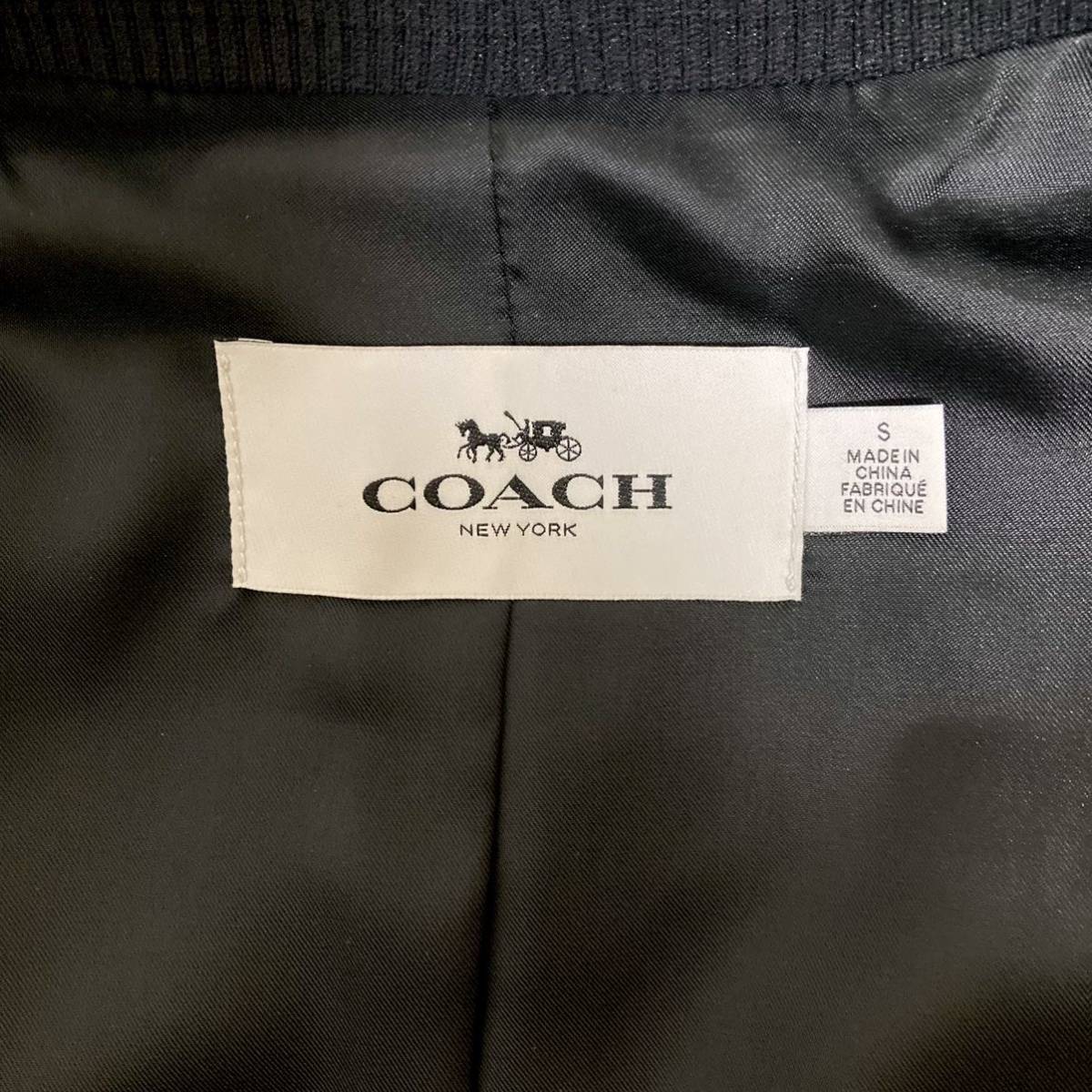 美品/M~L相当●コーチ スタジャン COACH ラムレザー 羊革 切替 レザージャケット ブルゾン メンズ_画像7