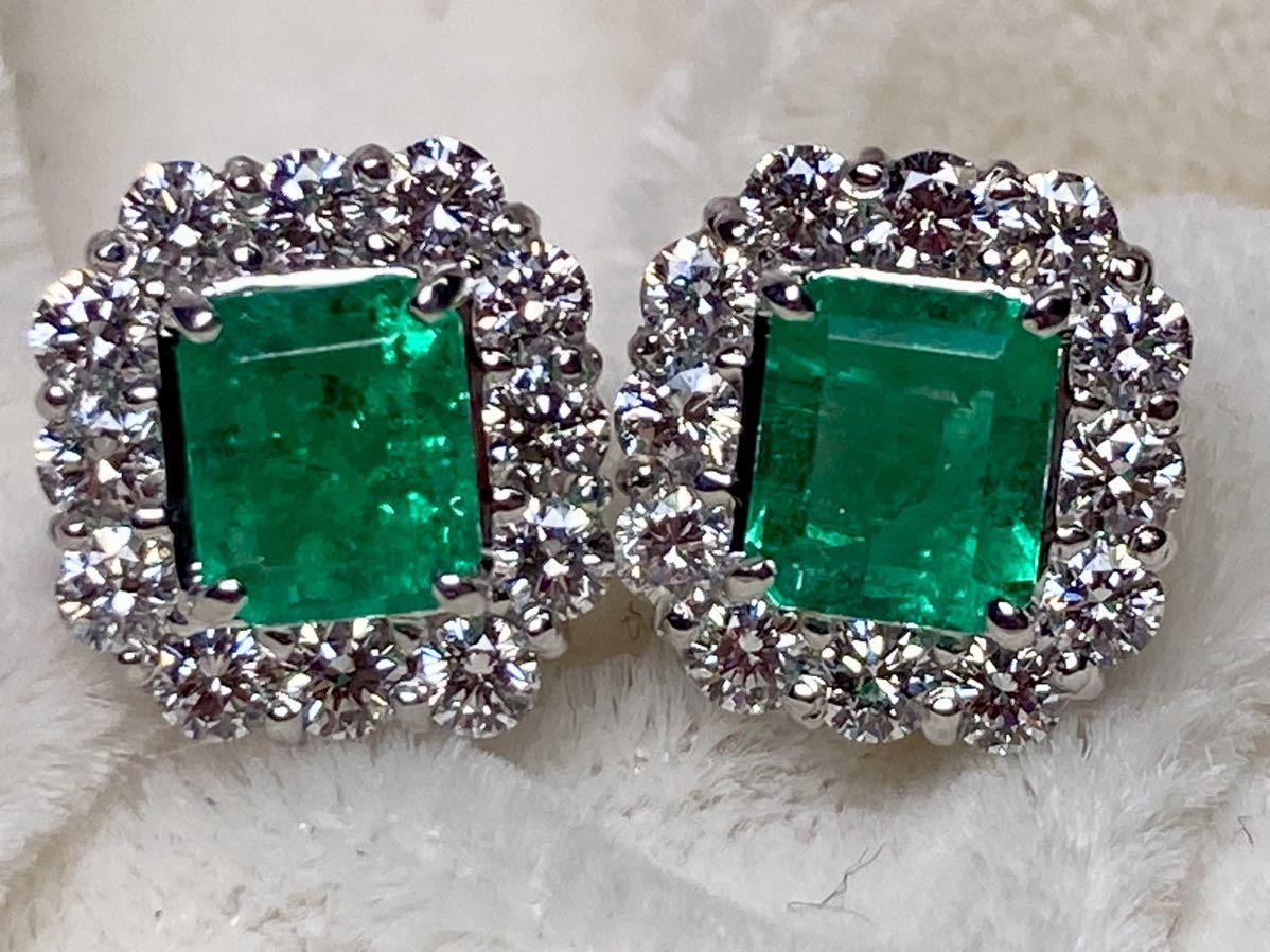 うのにもお得な情報満載! ◆☆★新品★☆◆ Pierce◆ Emerald D0.50ct×2/Pt900 ピアス ダイヤモンド 0.58ct×2 天然エメラルド エメラルド