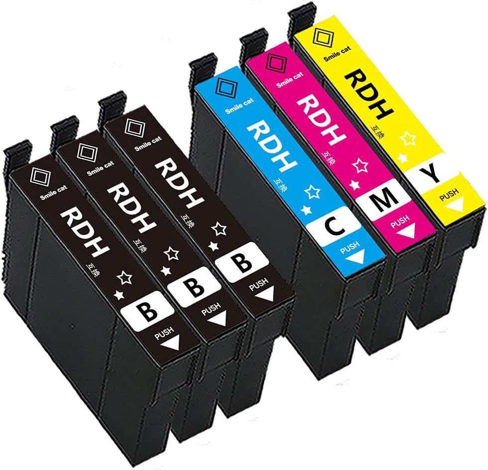 RDH-4CL 黒3個+カラー３色 計６個 エプソン 純正互換インクカートリッジ リコーダー PX-048A PX-049A対応 EPSONの画像1