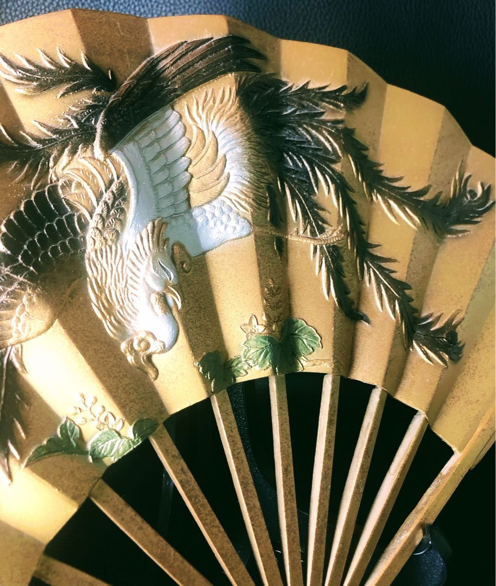 懐かしい昭和レトロ商品 鉄製鳳凰扇 金彩 飾り扇子 金属工芸 懐かしい昭和レトロ商品 鉄製鳳凰扇 金彩 飾り扇子 金属工芸