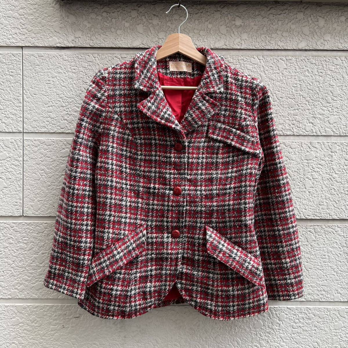 70s USA古着 PENDLETON ウール テーラードジャケット チェック柄 ペンドルトン アメリカ古着 vintage ヴィンテージ レディース_画像1