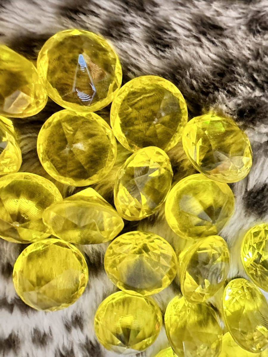  glass manner gem miscellaneous goods dia cut acrylic fiber miscellaneous goods ornament Kirakira parts diamond cut 19 piece set yellow yellow color .. color crystal 