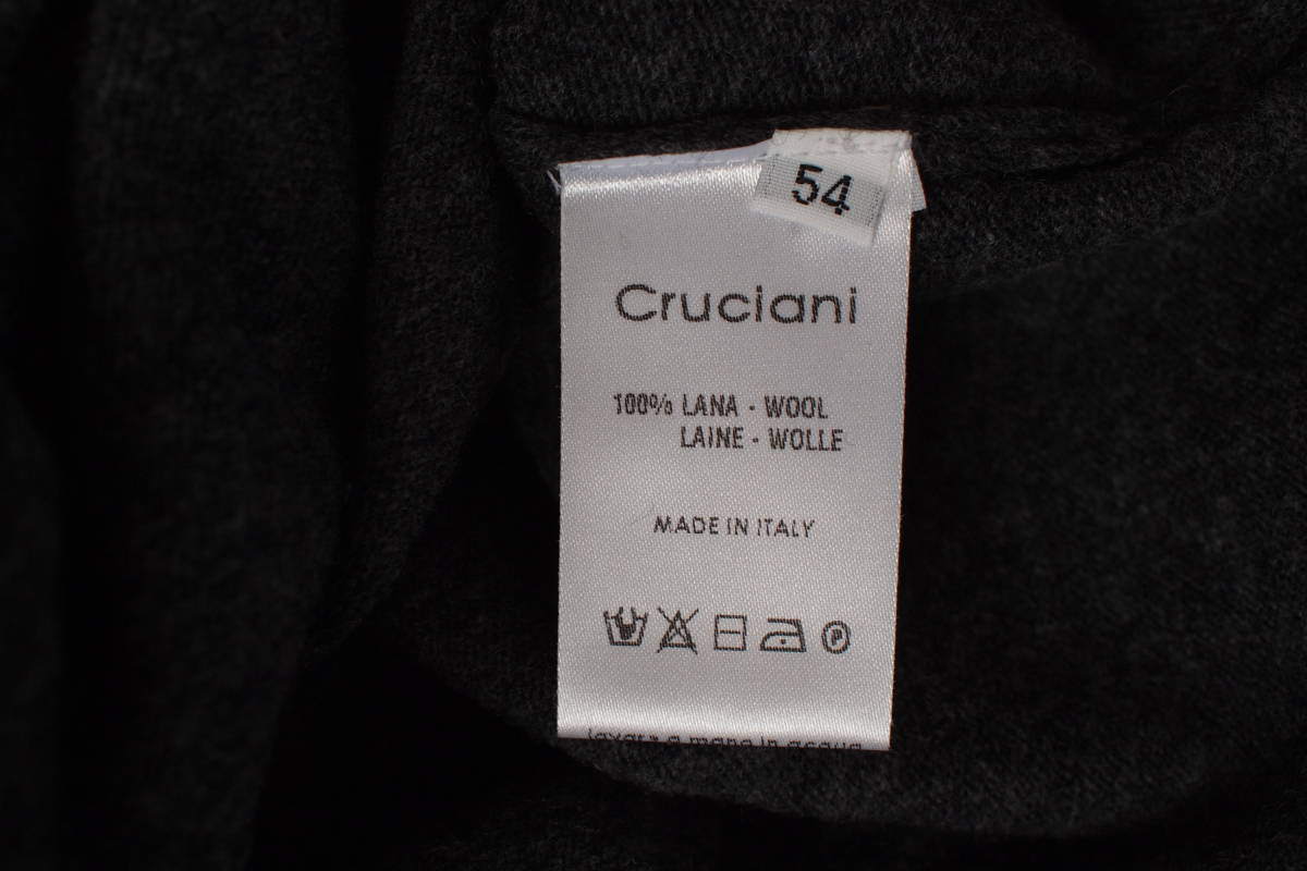 新品タグ付 イタリア製 CRUCIANI 最高級カシミアタッチ ウール ニット クルーネック セーター チャコールグレー系 54(XXL) ZANONE好きに