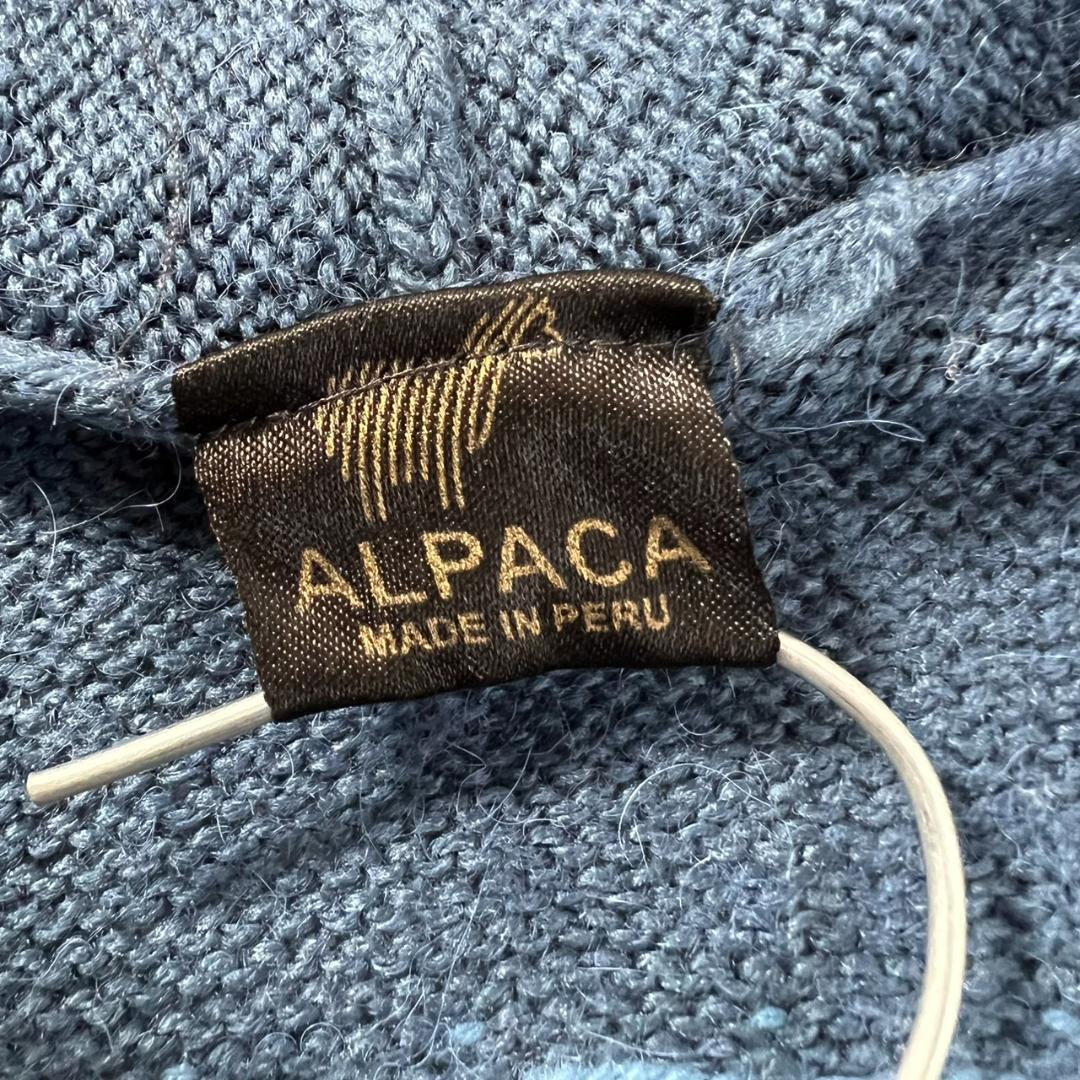 アルパカ ウール セーター ジャケット オルテガ 民族 古着 ブルー