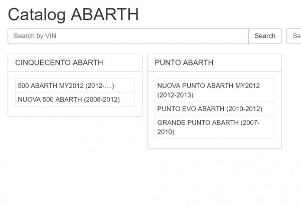 Abarth アバルト パーツリスト 他主要自動車メーカーも閲覧可能 オンライン版 パーツマニュアル FIAT500 PUNTO プント フィアット 500 EPC_画像2