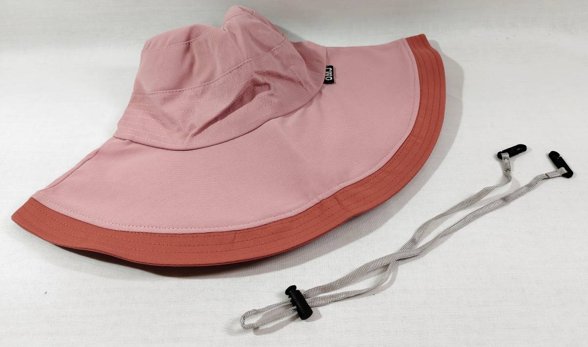 【1円出品】UVカット ハット 帽子 レディース ピンク 旅行 日よけ 紫外線対策 あご紐付き 調整可能_画像1