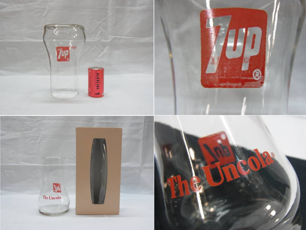 70 годы Vintage *7UP The Uncola обратный . стакан * высота примерно 14.5cm стакан высокий стакан USA american Vintage 70\'s USED 60