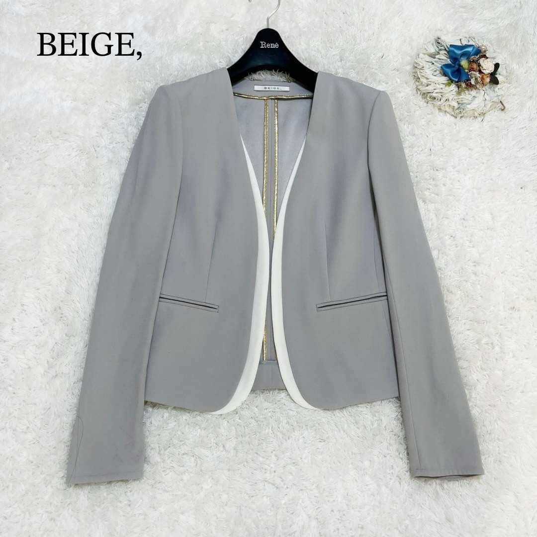 BEIGE, ベイジ, ベイジCINDY ダブルカラージャケットノーカラー