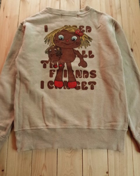  beautiful goods rare muchacha girl print sweatshirt beige Brown size ① 160. mama adult size 