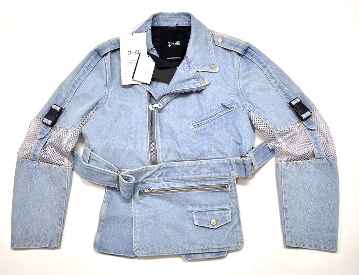 PHENOMENON x MCM(fenome non + M si- M )Denim Rider Jacket Denim байкерская куртка блузон сотрудничество специальный заказ P+M BLUE L