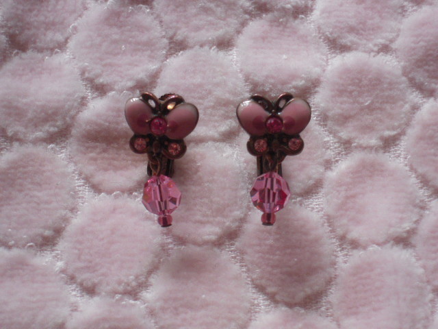 *ANNA SUI Anna Sui * butterfly butterfly earrings pink 