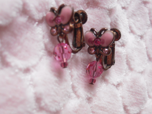 *ANNA SUI Anna Sui * butterfly butterfly earrings pink 