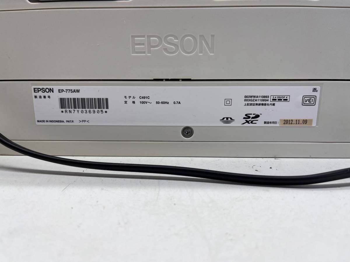 h2358 □中古□ EPSON エプソン EP-775AW C491C カラリオ プリンター インクジェット複合機 2012年製 印刷機 動作確認済み _画像9