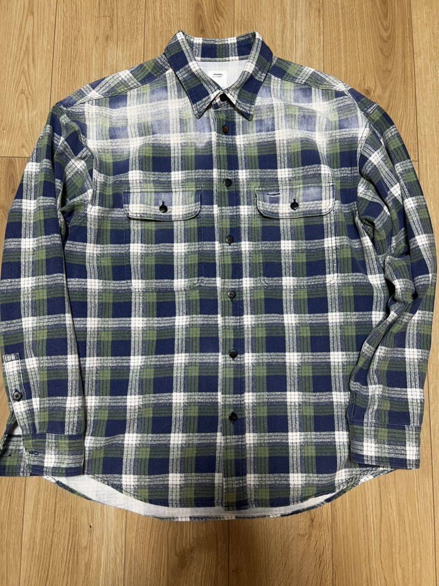 VISVIM LUMBER KHADI CHECK L/S DMGD サイズ2 NAVY ランバー VISVIM LUMBER KHADI CHECK L/S DMGD サイズ2 NAVY ランバー