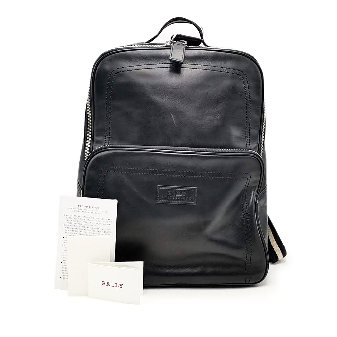 送料無料 美品 バリー BALLY リュックサック ビジネスバッグ バッグ 鞄 トレインスポッティング レザー 黒系 メンズ