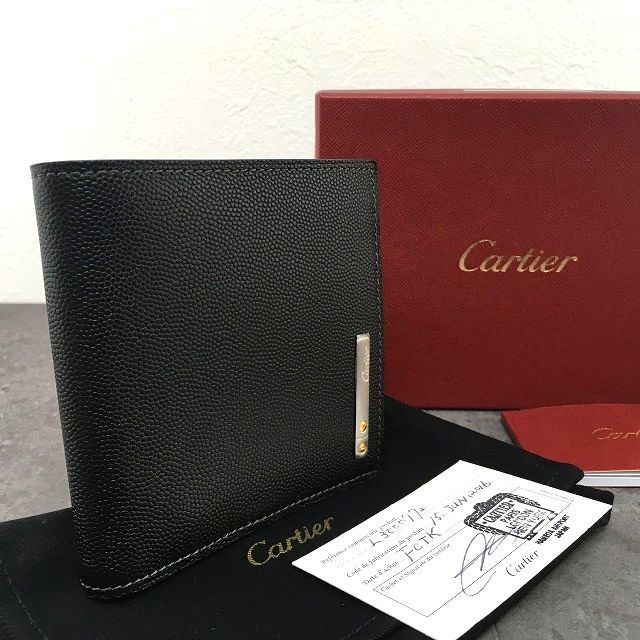 ☆送料無料☆ 未使用品 Cartier 二つ折り財布 L3000772 ブラック 箱付き 326_画像1