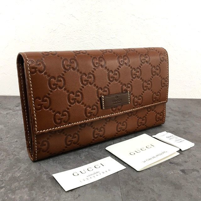 ☆送料無料☆ 極美品 GUCCI 長財布 190336 ブラウン グッチシマ 352_画像1