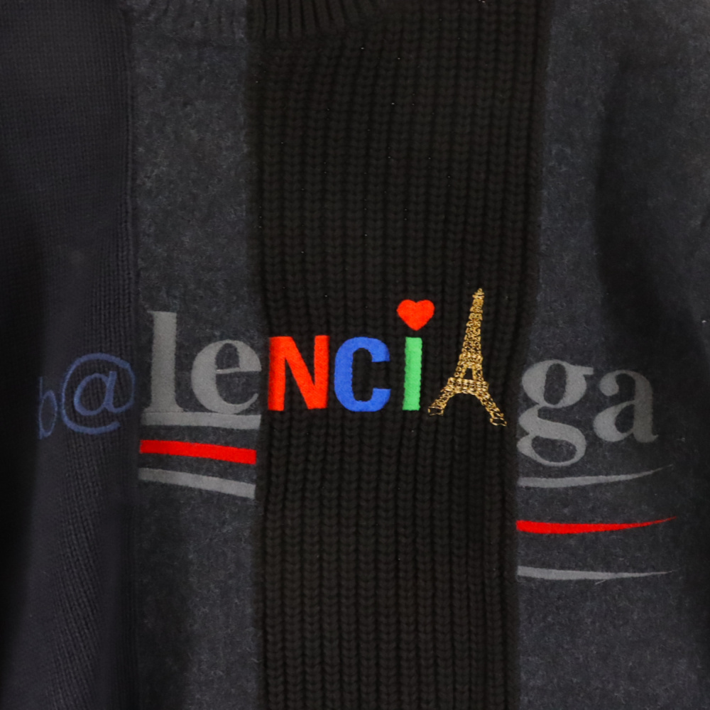 BALENCIAGA バレンシアガ FRONT LOGO ドッキングウールニットセーター 657334 T3201 ブラック レディース_画像5