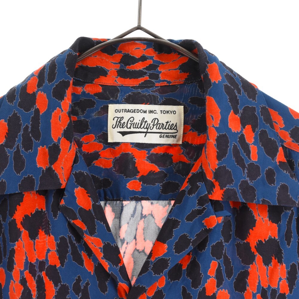 WACKO MARIA ワコマリア 21SS HAWAIIAN SHIRT S/S レオパード レーヨン オープンカラー 半袖 シャツ オレンジ/ブルー_画像5