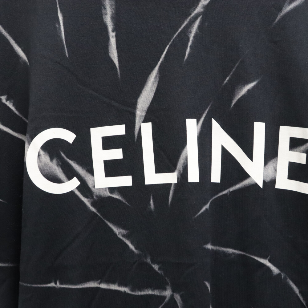 CELINE セリーヌ 22SS タイダイプリントロゴクルーネック半袖 Tシャツ ブラック 2X8206430_画像4