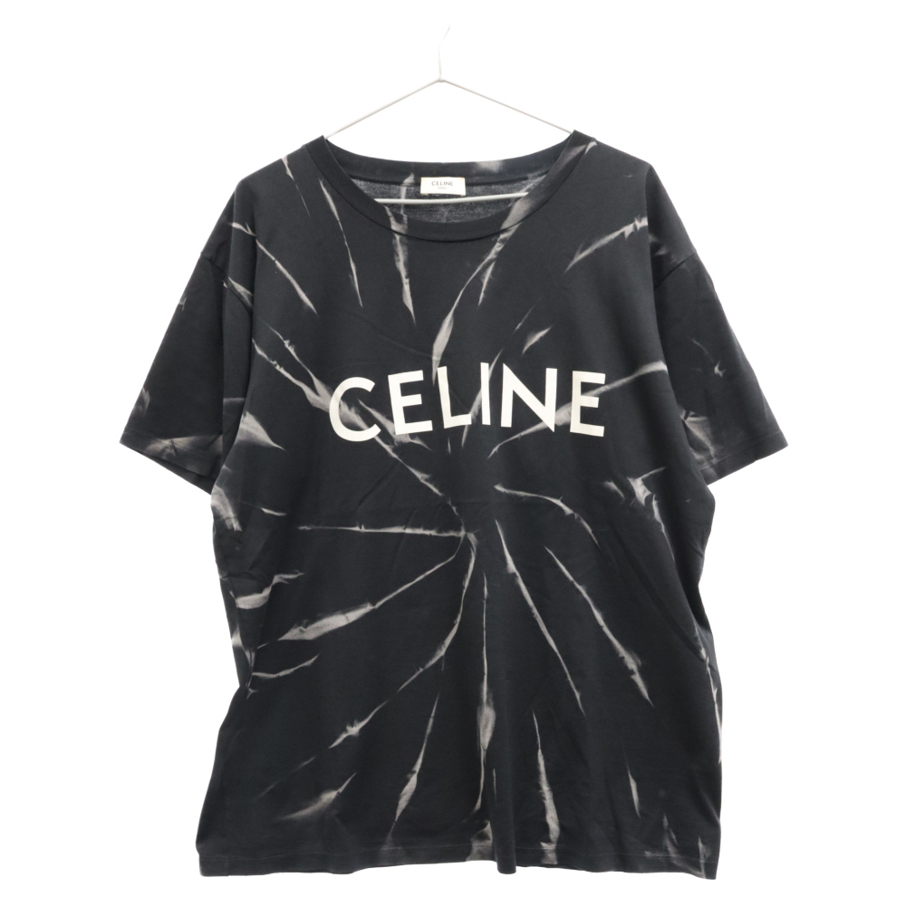 CELINE セリーヌ 22SS タイダイプリントロゴクルーネック半袖 Tシャツ ブラック 2X8206430_画像1