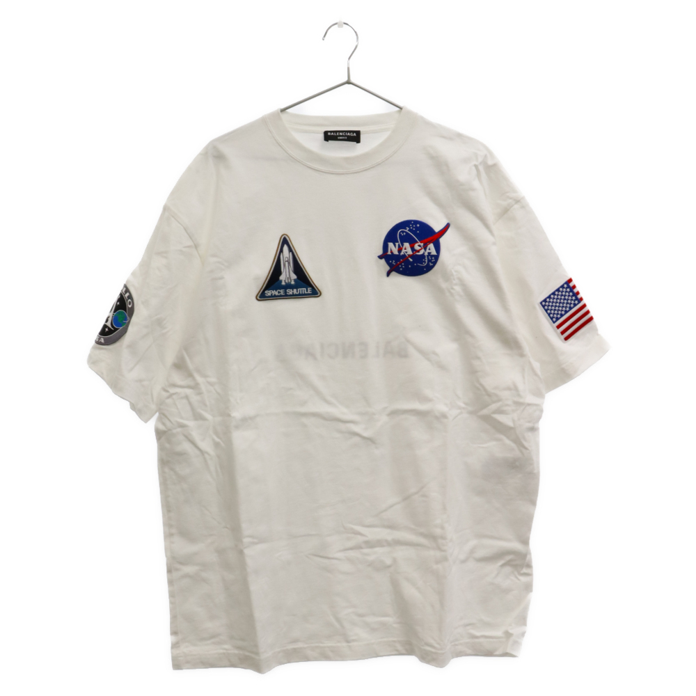 お買い得モデル 半袖Tシャツ パッチ スペース ナサ SPACE NASA 21AW バレンシアガ BALENCIAGA カットソー TKVD7 651795 ホワイト 男性用