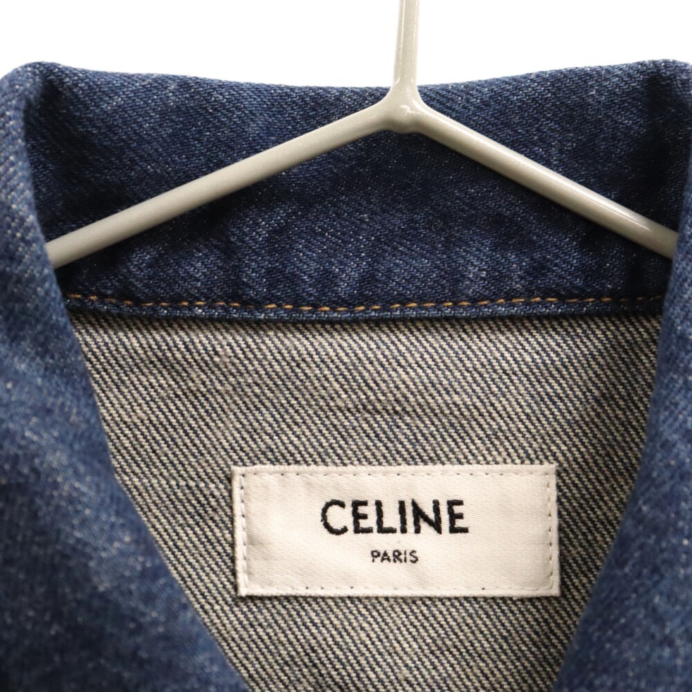 CELINE セリーヌ Denim Trucker Jacket デニムトラッカージャケット トリオンフスタッズ刺繍入り インディゴ 2Q700107P レディース_画像3