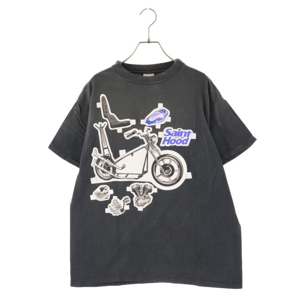 セントマイケル 23SS×STHD_SS TEE BIKE SM-S23-0000-114×ネイバーフッド バイクプリント 半袖Tシャツ カットソー ブラック