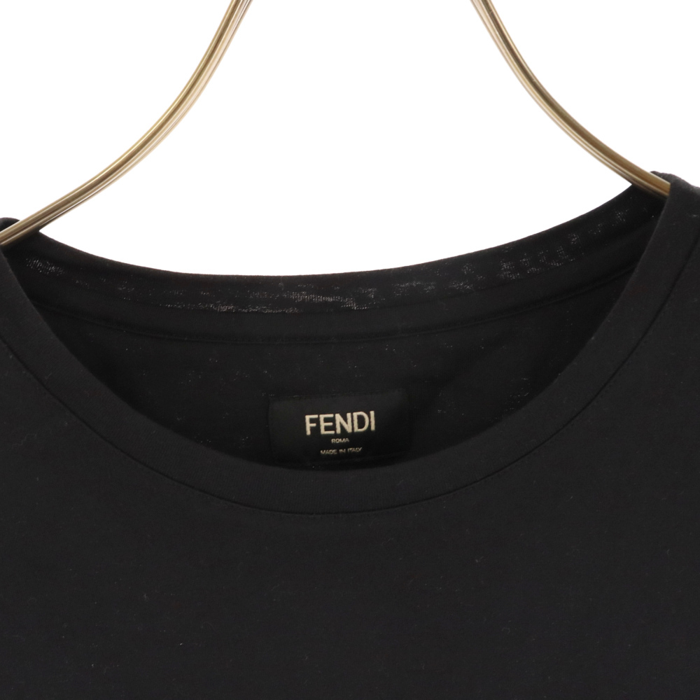 FENDI フェンディ Studded Logo Tee FY0894 チェストスタッズロゴデザインクルーネック半袖Tシャツ ブラック_画像4