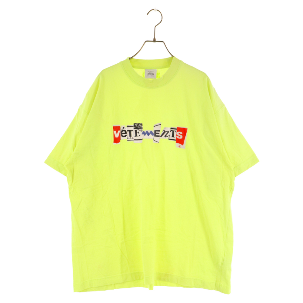 VETEMENTS ヴェトモン Mixed Logo T-Shirt フロントロゴ半袖Tシャツ カットソー イエロー UA53TR220Y