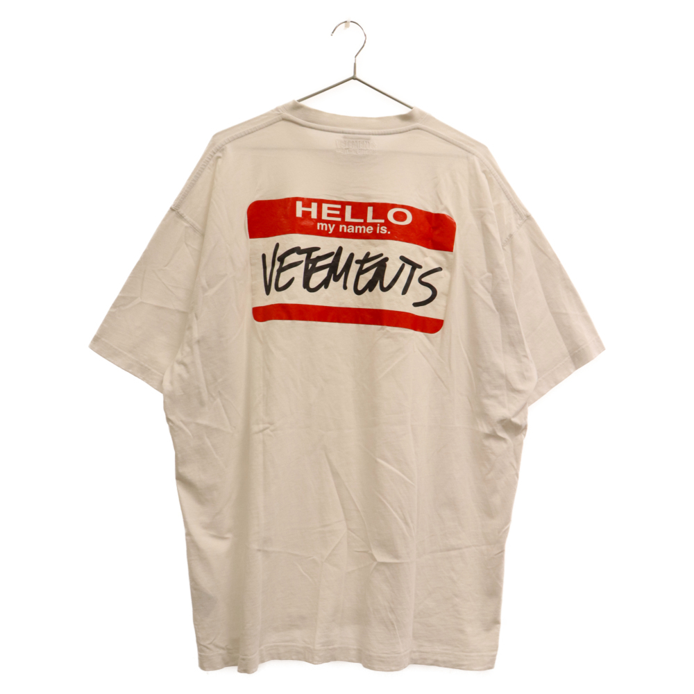 VETEMENTS ヴェトモン My Name Is tag-print T-shirt UE52TR140W マイネームイズヴェトモン 半袖Tシャツ ホワイト