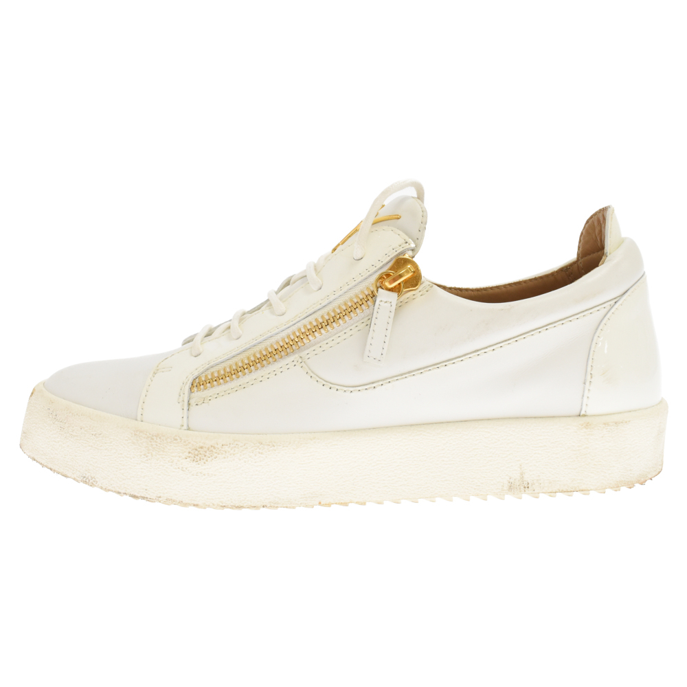 GIUSEPPE ZANOTTI Giuseppe Zanotti LOW-TOP GAIL SNEAKERS боковой Zip low cut спортивные туфли белый 